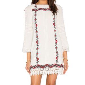Alice + Olivia size 4 Riska Embroidered Mini Dress White Cotton Gauze NEW
